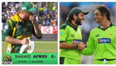 Shahid Afridi perishes for golden duck after rousing reception vs India Champions, dismissal sparks meme fest