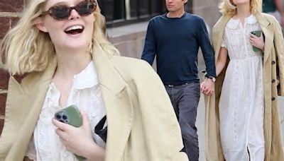 Elle Fanning and boyfriend Gus Wenner spotted walking hand in hand through New York City... as she enjoys a break from filming the Bob Dylan biopic A Complete Unknown with ...