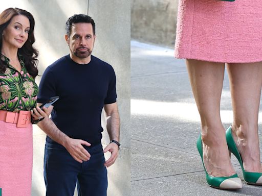 Kristin Davis Does Colorblocking in Green Pumps With Neutral Cap Toes for ‘And Just Like That’ Season Three