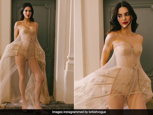 At Vogue World Paris Event, Kendall Jenner's Neutral Corset Dress And Burgundy Lip Moment Is Bound To Be Remembered