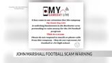 John Marshall football team issues scam warning