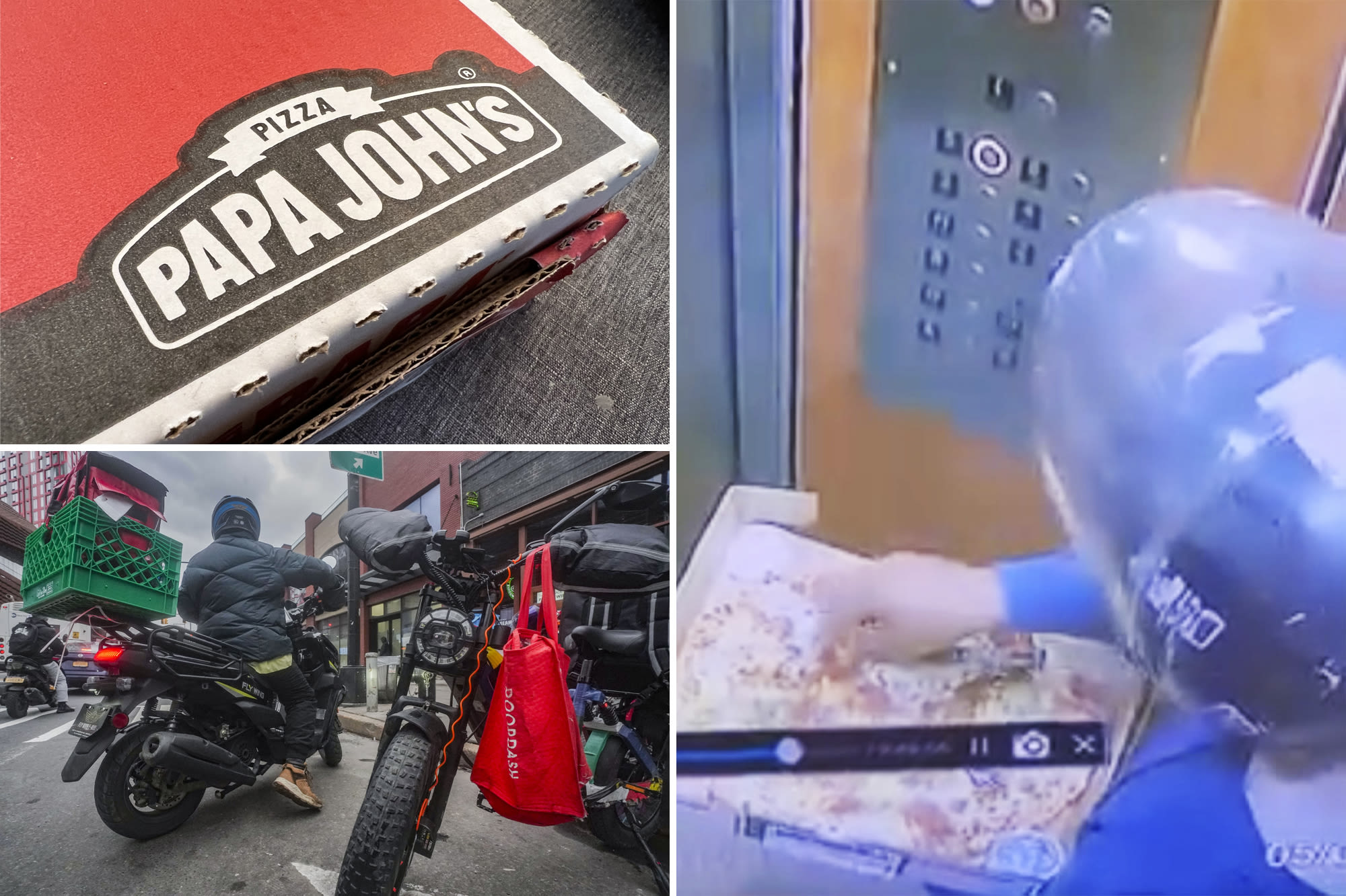 Stomach-turning video captures human ‘pizza rat’ scarfing down toppings while delivering pie in Brooklyn