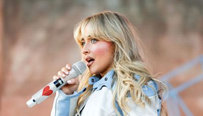 Sabrina Carpenter flees stage in terror after being hit by firework at festival