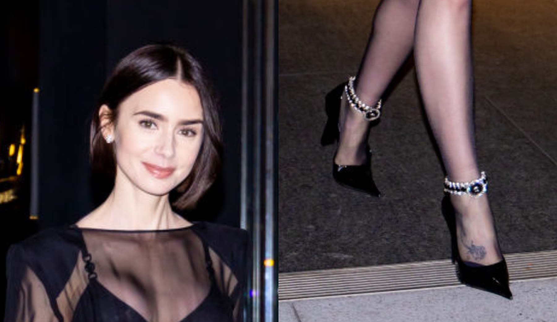 Lily Collins Paired a Little Black Dress With Sparkling Versace Pumps for ‘Emily In Paris’ Event at The Paley Museum