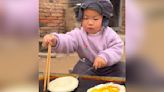 Toddler Makes Breakfast For Grandpa Like A Pro & It's Surprisingly Impressive