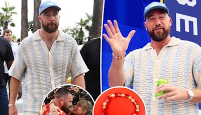 Travis Kelce’s Cannes Liones friendship bracelet has a sweet shoutout to Taylor Swift