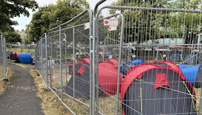 Section of steel fencing removed from Grand Canal