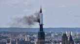 Covering on Spire of a Cathedral That Monet Painted Catches Fire