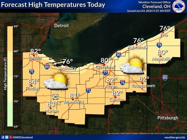 Canton weather forecast: Beautiful today but showers expected later this week