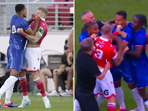 Chelsea and Wrexham stars clash in bust-up just minutes into pre-season draw