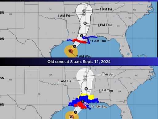 As Hurricane Francine approaches landfall, differences between new, old cone of concern clear