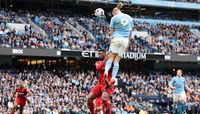 Erling Haaland’s freakish scoring spree summed up by otherworldly leap for second of four goals