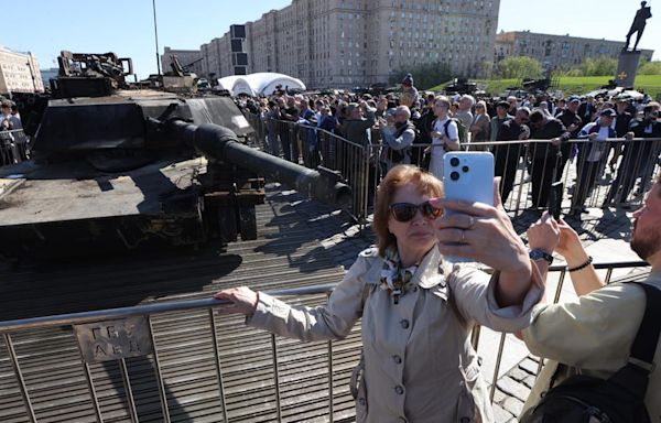 Russia is displaying its war 'trophies' — an array of captured Western hardware like Abrams and Leopard tanks — saying 'victory is inevitable'