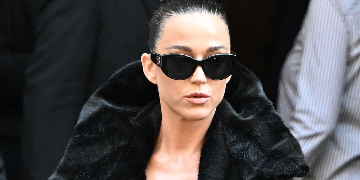 Katy Perry Went Shirtless With Sheer Tights and Nothing But a Faux Fur Coat in Paris