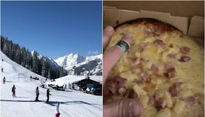 Pidió dos pizzas en un centro de esquí y cuando vio el ticket quedó aterrado con el precio