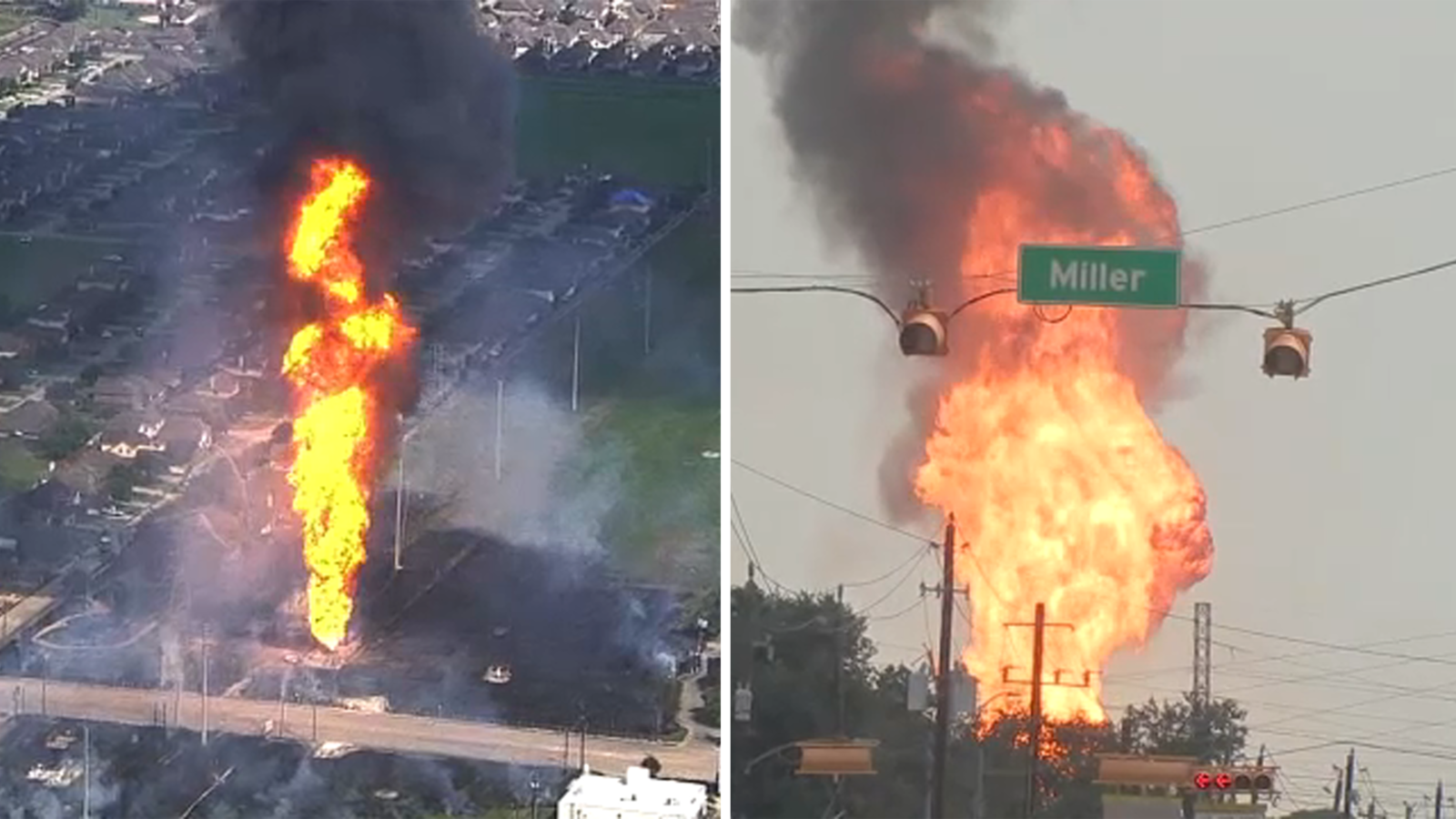 Deer Park pipeline fire jumps Spencer Highway and spreads to La Porte, prompting evacuations