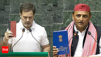 Constitution in hand, Rahul, Akhilesh and others make a point | India News - Times of India