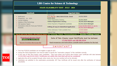 Kerala SET Answer Key 2024 Released: Direct Link to Download, Key Challenge Details and More - Times of India