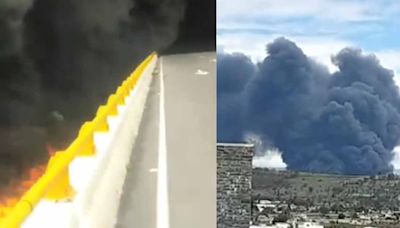 VIDEOS: Registran fuerte incendio cerca de la autopista Atlixco – Puebla; arrancan evacuación