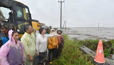 王惠美視察大城鄉颱風天淹水 勸離安置危險地區村民