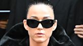 Katy Perry goes topless under black fur coat at Balenciaga show