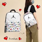 Nike 包包 Air Jordan 白 喬丹 小包 後背包 雙肩背 鑽石 愛心 插圖 JD2223027TD-001