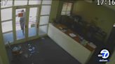 Video shows suspect throwing rock through glass door in attempted break-in at Vernon paper business