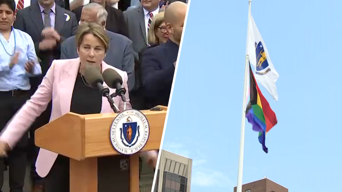 Maura Healey, America's first lesbian governor, oversees raising of Pride flag at Statehouse