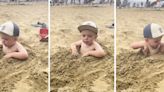 Toddler gets stuck in the sand at the beach in ‘joyful’ TikTok