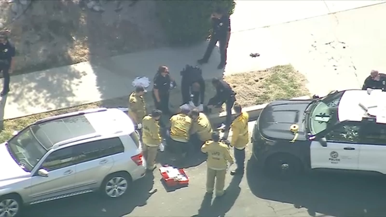 2 stabbed, including suspect's father, amid hostage situation in Woodland Hills, LAPD says