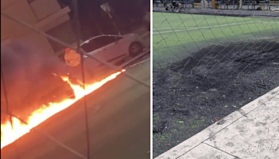 Trujillo: padre enfurecido quema cancha de fútbol luego de que balón rompiera ventana del cuarto de recién nacido