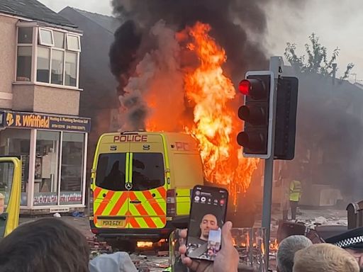 Police injured as bricks thrown in protest following stab deaths of three girls