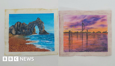 British landmarks painted on teabags by Waterlooville artist