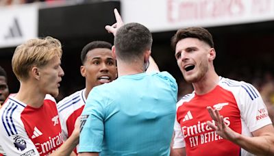 Declan Rice red card: Referee Chris Kavanagh told Arsenal midfielder he doesn't like rule for kicking ball away rule as he sent him off vs Brighton