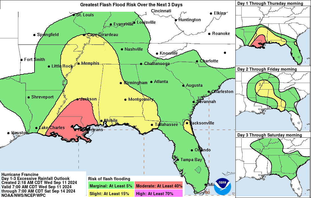 Hurricane Francine brings threat of heavy rain, isolated tornadoes to Tallahassee area