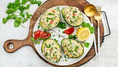 Smashed Chickpea Stuffed Avocados Recipe