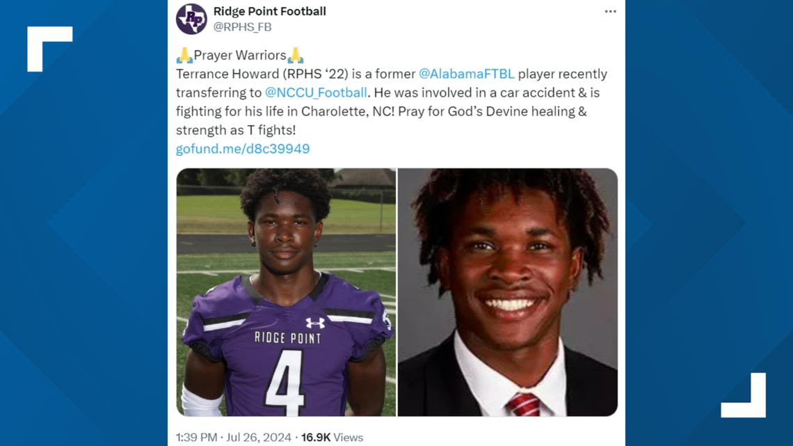 Former Ridge Point HS football player critically injured in North Carolina crash