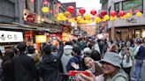 台北迪化年貨大街湧人潮 民眾開心合影 (圖)