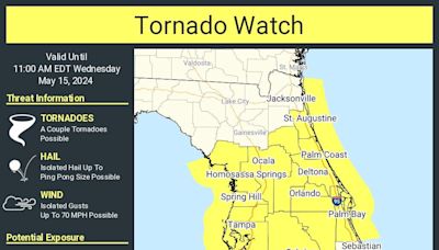 Tornado watch issued for Manatee County. Track storms with weather radar