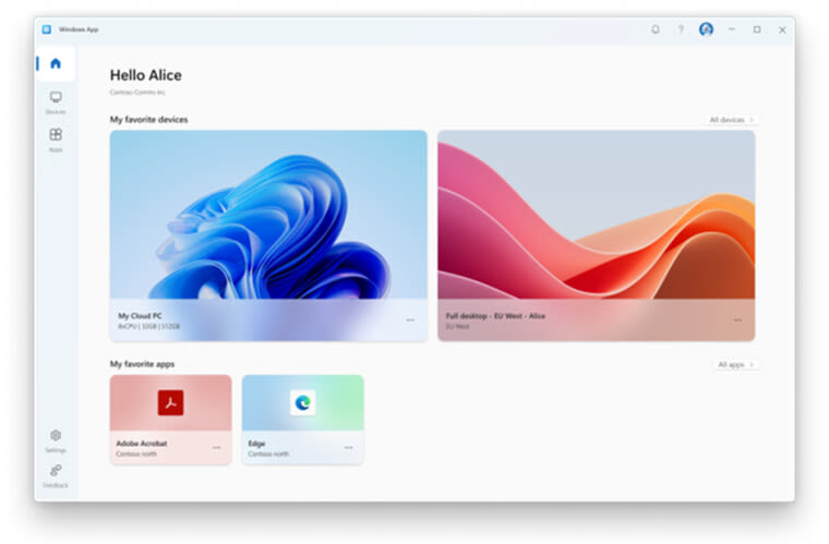 The new Windows App for cloud PCs will be generally available this fall for most platforms