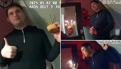 Boston cops surprise man turning 25 with muffin, sing ‘Happy Birthday’ after he calls 911: video