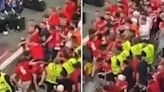 Albania fans appear to have mass brawl among themselves as team is knocked out