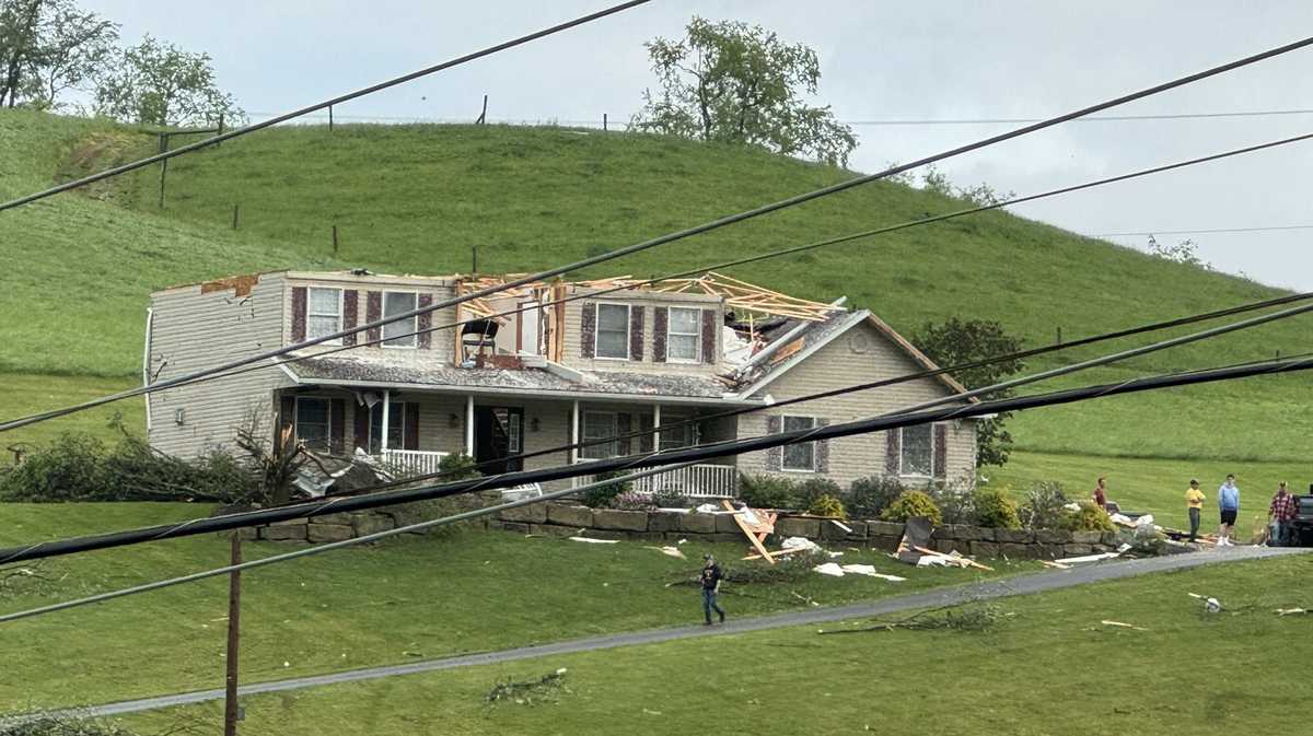 Radar confirmed tornado near PA border destroys home, roofs & scatters debris