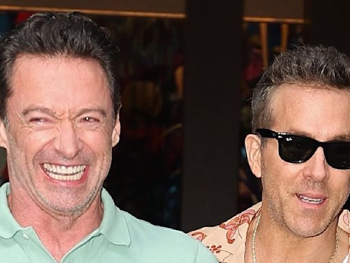 Ryan Reynolds and Hugh Jackman match in pastels in NYC