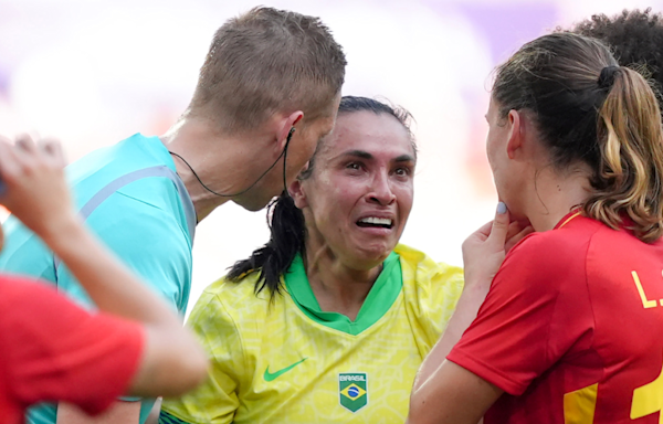 2024 Paris Olympics: Brazil legend Marta gets red card for kick out at Spain's Olga Carmona in last tournament