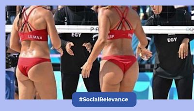 This viral photo from the Paris Olympics women's beach volleyball match is all about what they are wearing