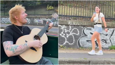 Video viral: Ed Sheeran canta para una fan en un parque de Londres mientras navega en un bote