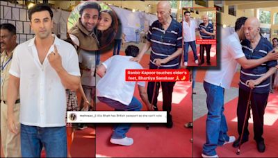 'Where is Alia Bhatt?': Ranbir Kapoor touches Prem Chopra's feet at polling booth before casting his vote for the Lok Sabha Elections [Reactions]