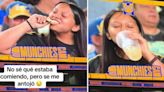 “Devoraste”: joven se vuelve viral por su peculiar forma de comer en el estadio