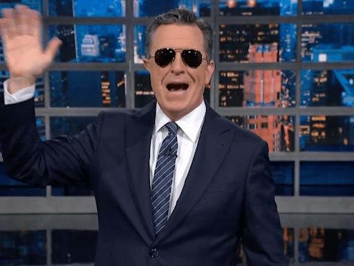 ‘The Late Show’s Stephen Colbert Thanks President Biden For Exiting Presidential Race By Retiring His Aviators